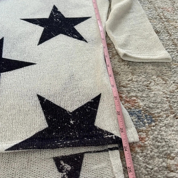 Star Print Long Sleeve Sweater Top Memorial Day 4th of July Starry Oversized - Picture 8 of 11